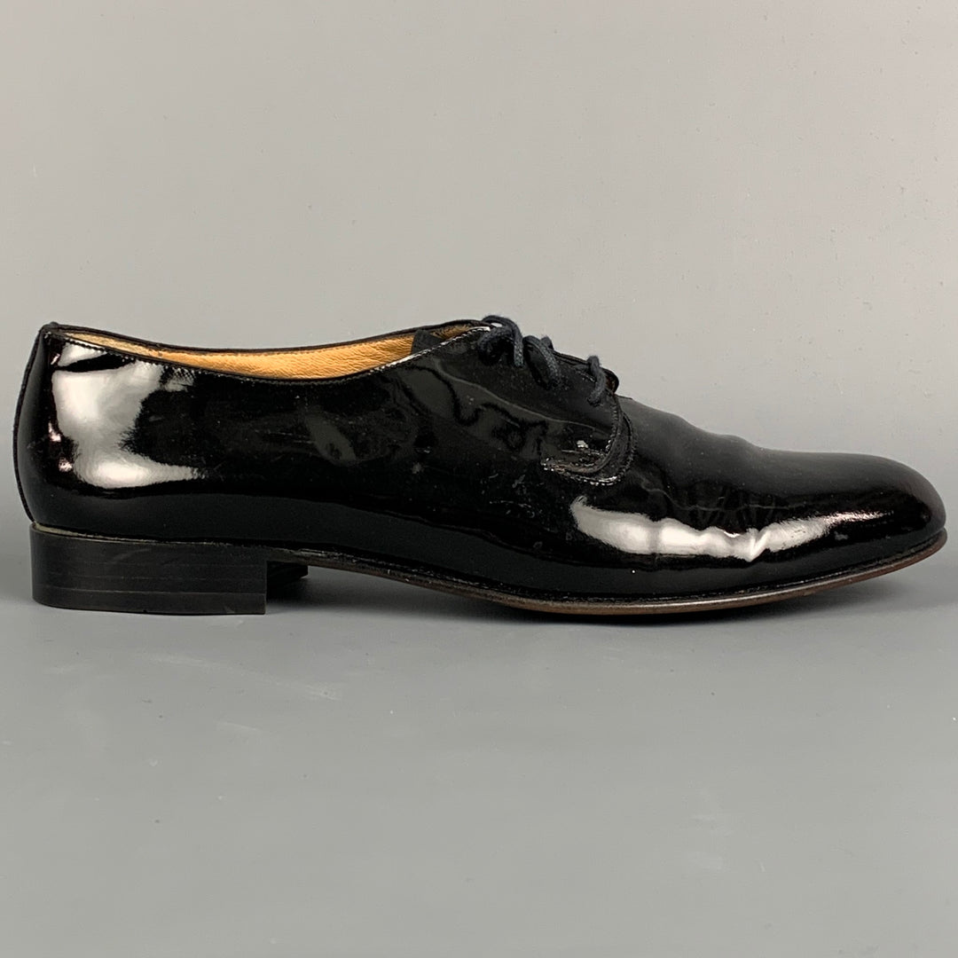 BALLY Bice Size 8 Black Patent Leather Lace Up Shoes