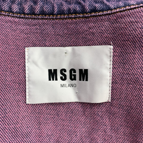 MSGM Size 4 Pink & Indigo Dyed Denim Oversized Vest