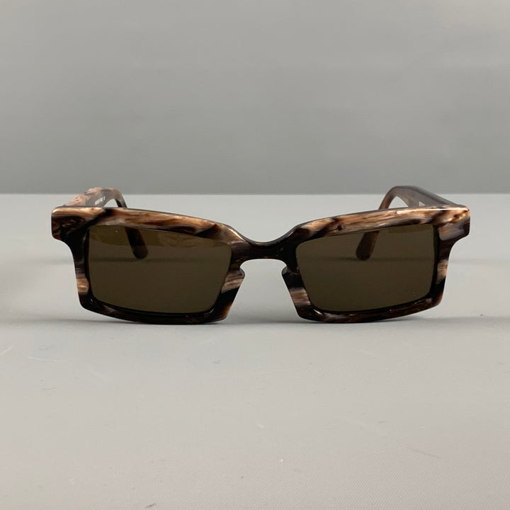 HARRY LARRY'S PARIS Brown Marbled Acetate Sunglasses