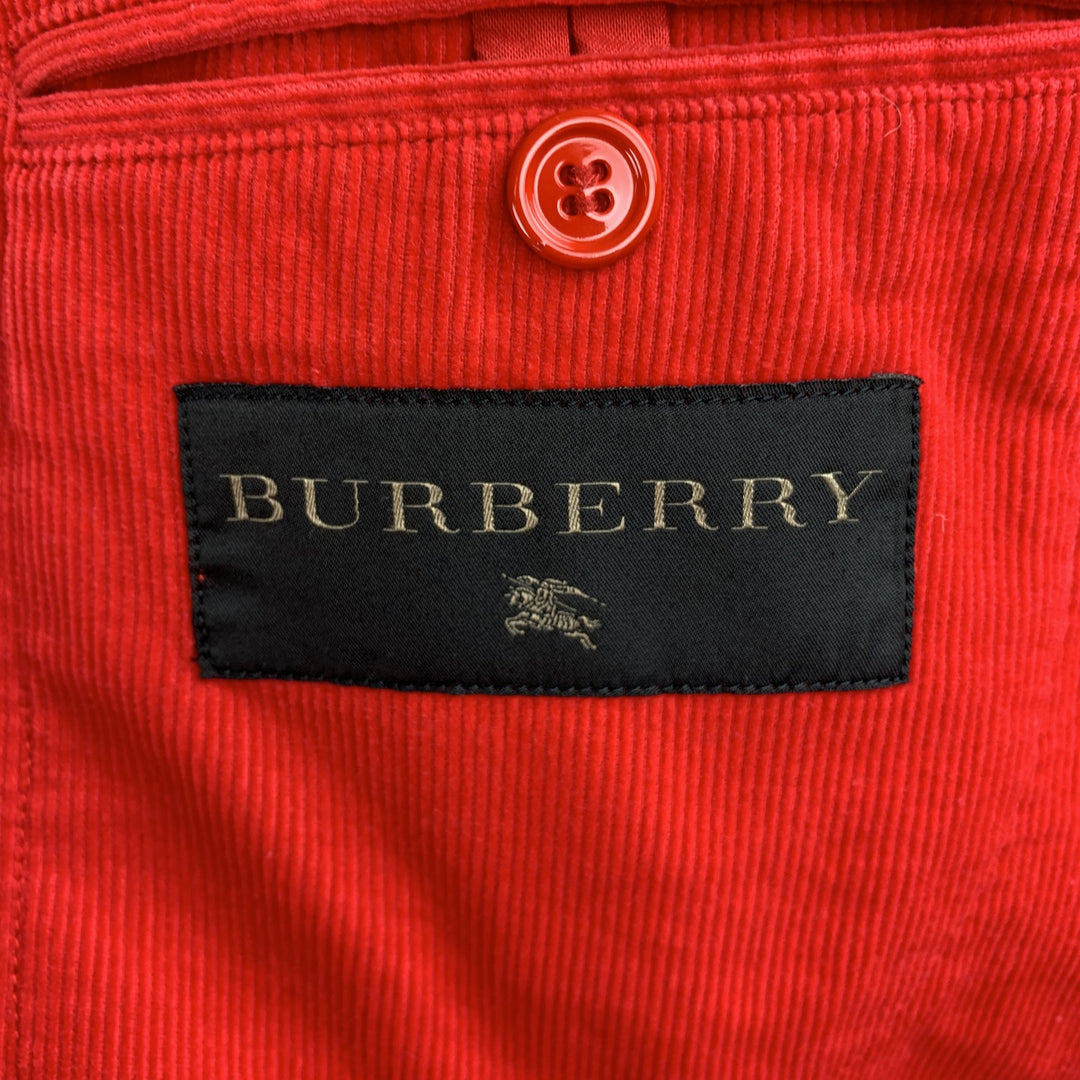 BURBERRY Size 40 Red Corduroy Notch Lapel Sport Coat