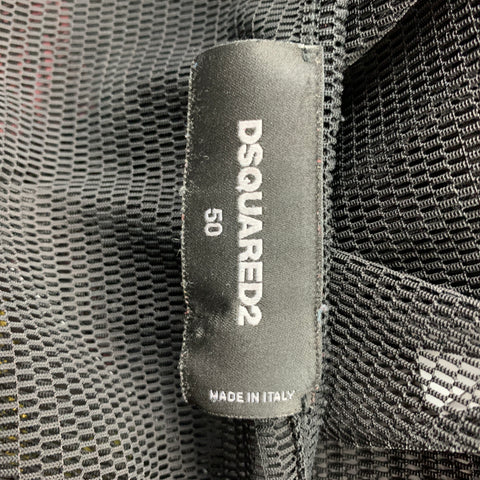 DSQUARED2 Size M Black Mesh Polyester Blend Oversized Tank Top