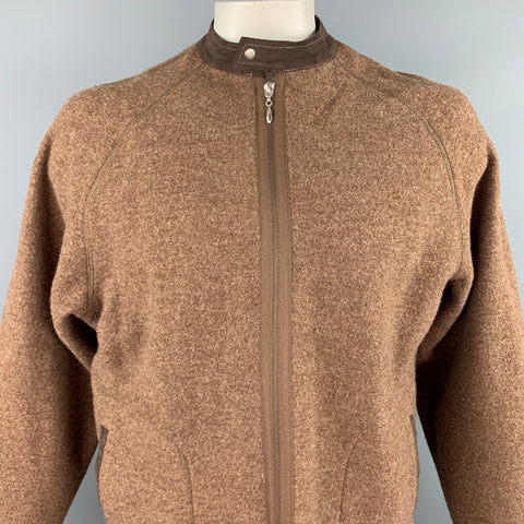 RYAN ROBERTS Size L Brown Wool Zip Up Jacket