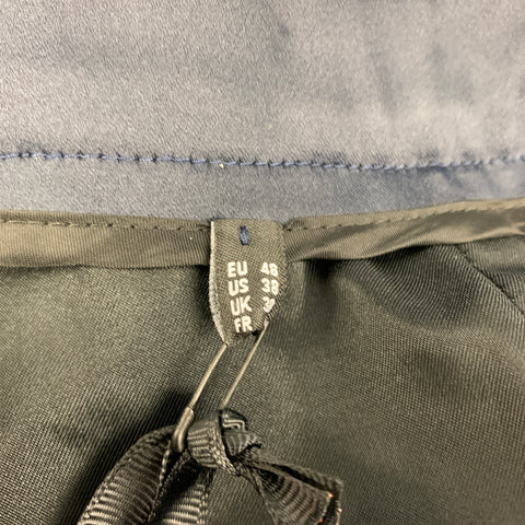 MARCELL VON BERLIN Size 32 Black Silver Blue Jacquard Metallic Zip Fly Dress Pants