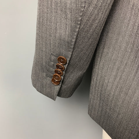 PAUL SMITH The Byard Size 40 Grey Herringbone Wool Notch Lapel Sport Coat