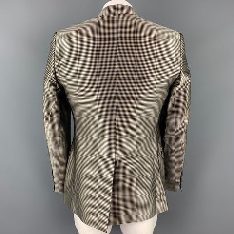 DOLCE & GABBANA Size 44 Regular Gold & Black Dots Silk Peak Lapel Sport Coat