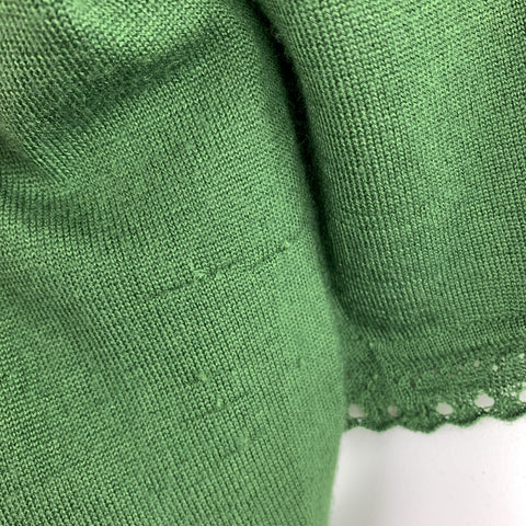 OSCAR DE LA RENTA Size M Green Cashmere / Silk Lace Trim Bolero Cardigan