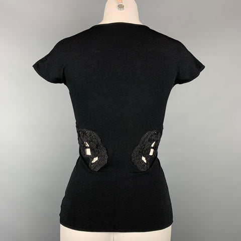 ROBERTO CAVALLI Size 4 Black Jersey Embellishment Viscose / Polyester Dress Top