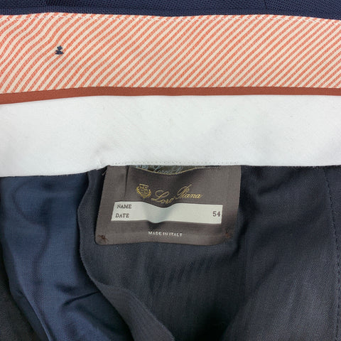LORO PIANA Size 46 Navy Wool Notch Lapel Notch Lapel Suit