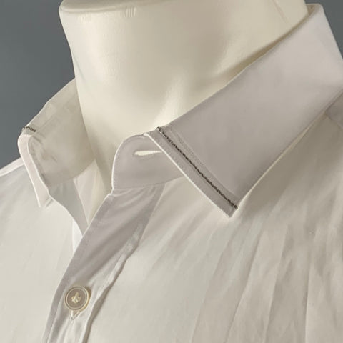 LANVIN Size M White Cotton Button Up Long Sleeve Shirt