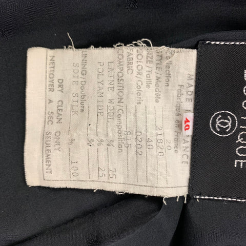 Vintage CHANEL Size 8 Black Wool Polyamide Mixed Patterns Oversized Jacket