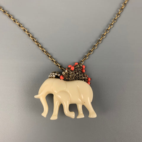 J.CREW Gold Tone Beige Elephant Necklace