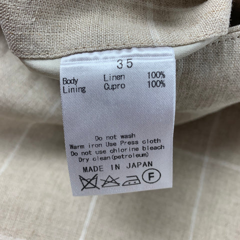 KENNETH FIELD Size 34 Beige & Cream Window Pane Linen Cuffed Shorts