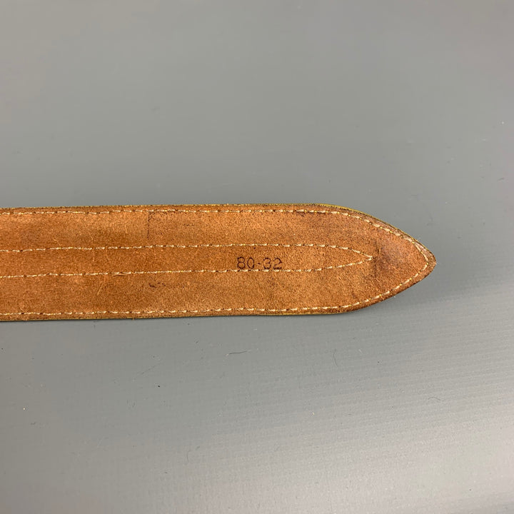 BURBERRY PRORSUM Size 32 Yellow Textured Leather Belt