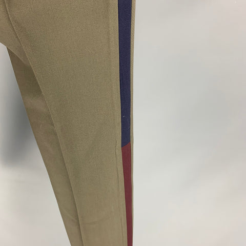 VALENTINO Size 34 Olive Wool Zip Fly Tuxedo Stripe Dress Pants