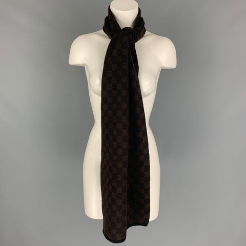 LOUIS VUITTON Brown Beige Damier Scarf