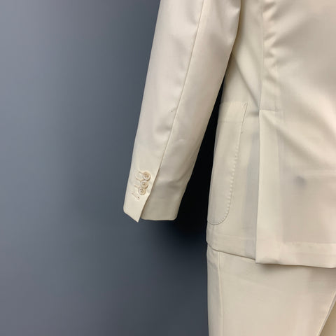 SAMUELSOHN para WILKES BASHFORD Talla 38 Traje de solapa de pico de lana maciza color crema regular