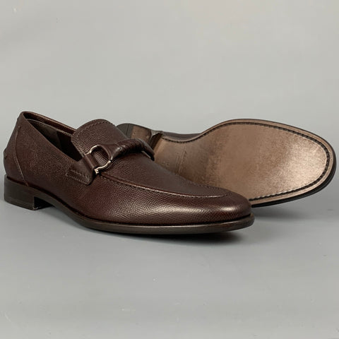 SALVATORE FERRAGAMO Twist Taille 8 Mocassins en cuir galet marron foncé