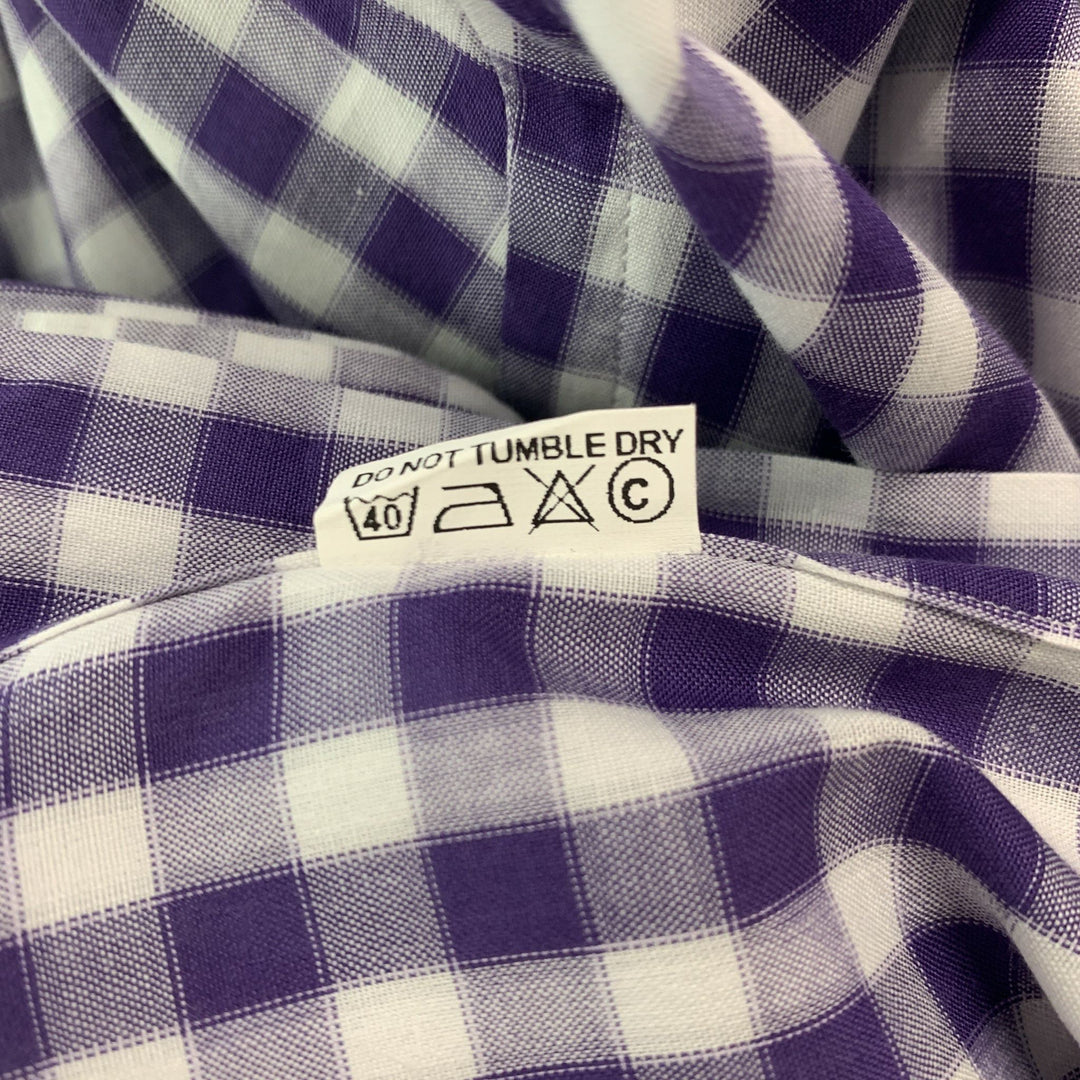 SEIZE SUR VINGT Size XL Purple & White Checkered Cotton Long Sleeve Shirt