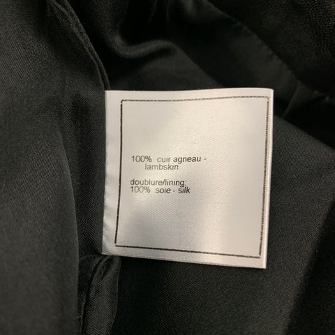 CHANEL 94305 04A Size 6 Black Leather Trumpet Skirt