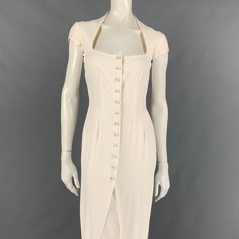 RICHARD TYLER Vestido con mangas japonesas de viscosa color crema talla 8