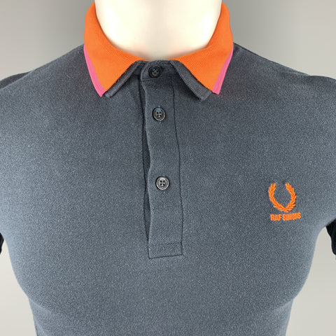 RAF SIMONS x FRED PERRY Size S Navy Orange Detachable Collar Polo