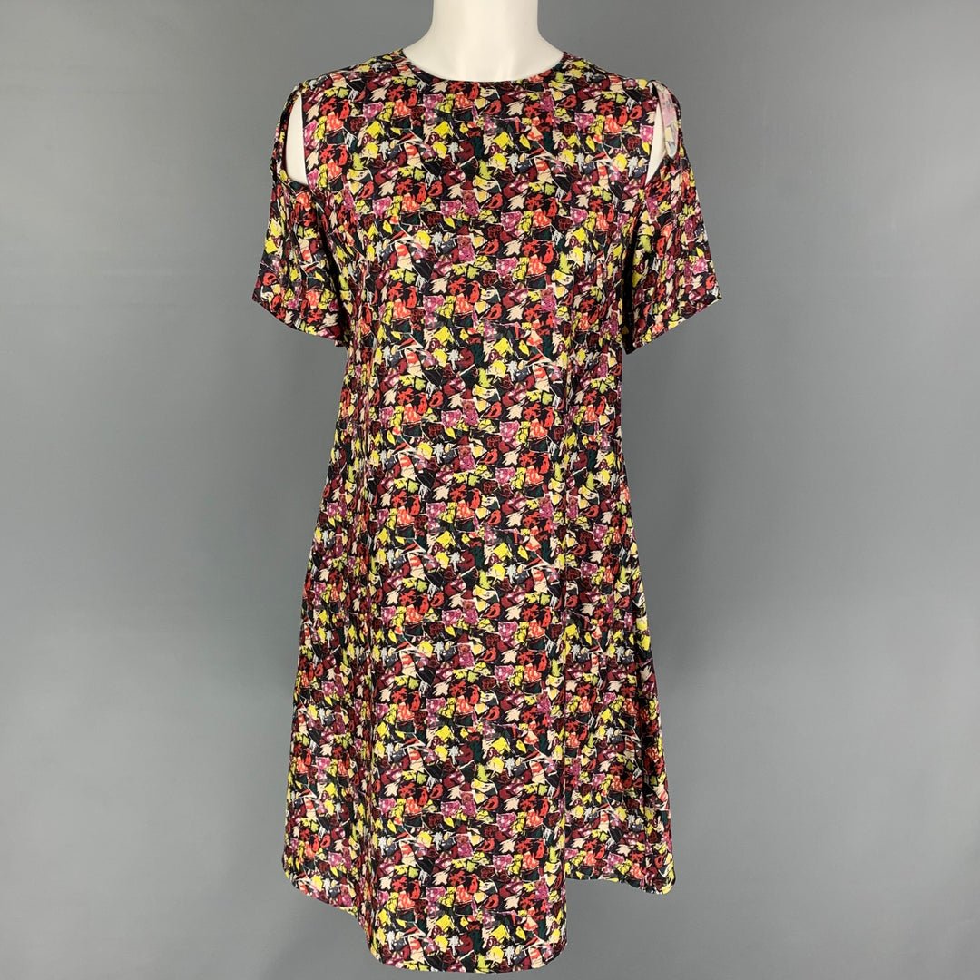JONATHAN COHEN Size S Multi-Color Silk Short Sleeve Dress