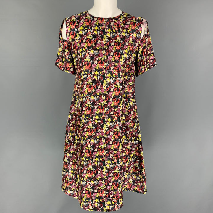 JONATHAN COHEN Size S Multi-Color Silk Short Sleeve Dress