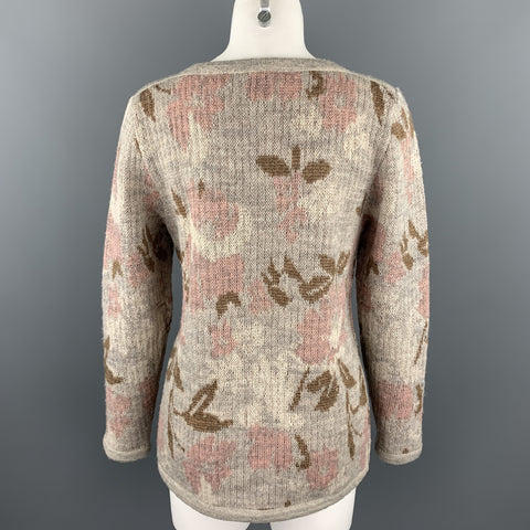 KENZO Jersey Cuello Barco De Lana Floral De Punto Gris Talla S