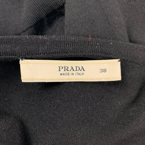 PRADA Size 2 Black Wool Long Sleeve Cardigan