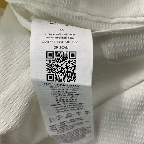 EMPORIO ARMANI Size 40 White Textured Polyester Double Breasted Sport Coat