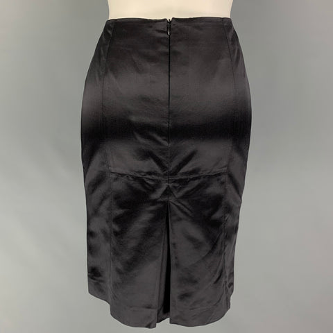 BOTTEGA VENETA Size 4 Black Cotton Silk Pencil Skirt