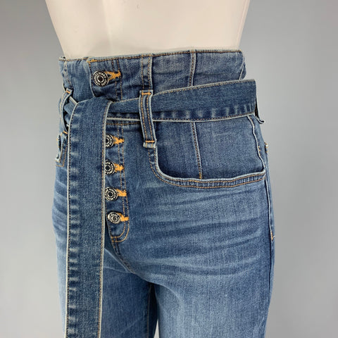 VERONICA BEARD Size 4 Blue Cotton Polyester High Waisted Corset Wide Leg Jeans