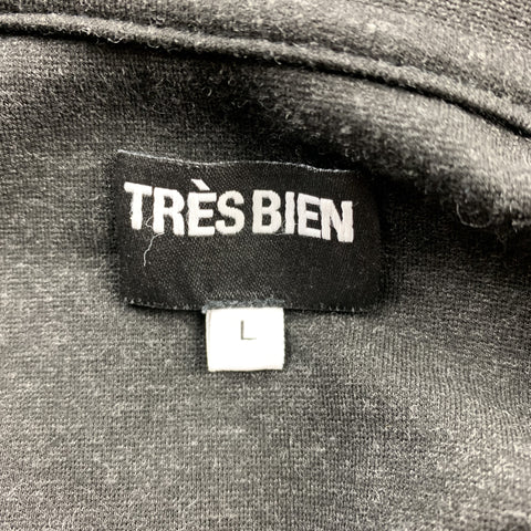 TRES BIEN Size L Charcoal Heather Viscose Blend Crew-Neck T-shirt