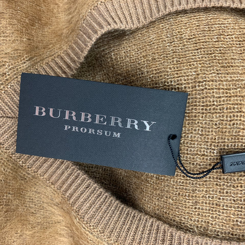 BURBERRY PRORSUM Pre-Fall 2011 Size S Camel Textured Merino Wool / Mohair V-Neck Sweater