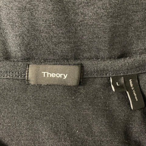 THEORY Size L Grey Charcoal Wool / Polyester Henley Pullover