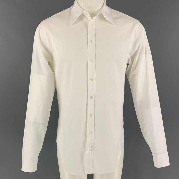 GIORGIO ARMANI Camisa de manga larga con botones de algodón blanco talla S
