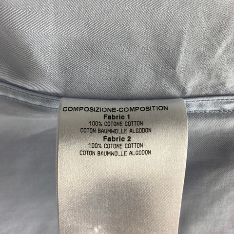 GUCCI Size S Light Blue Solid Cotton Patch Pockets Long Sleeve Shirt