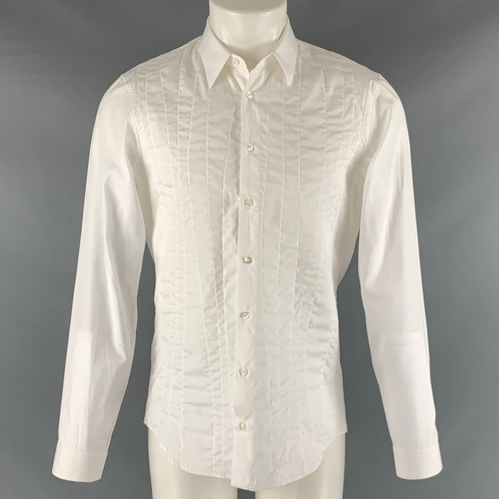 JIL SANDER Size M White Patchwork Cotton Button Up Long Sleeve Shirt