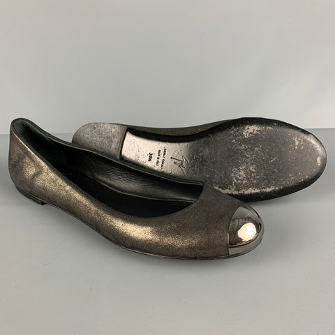 GIUSEPPE ZANOTTI Taille 8.5 Chaussures plates en cuir métallisé et matériaux mélangés