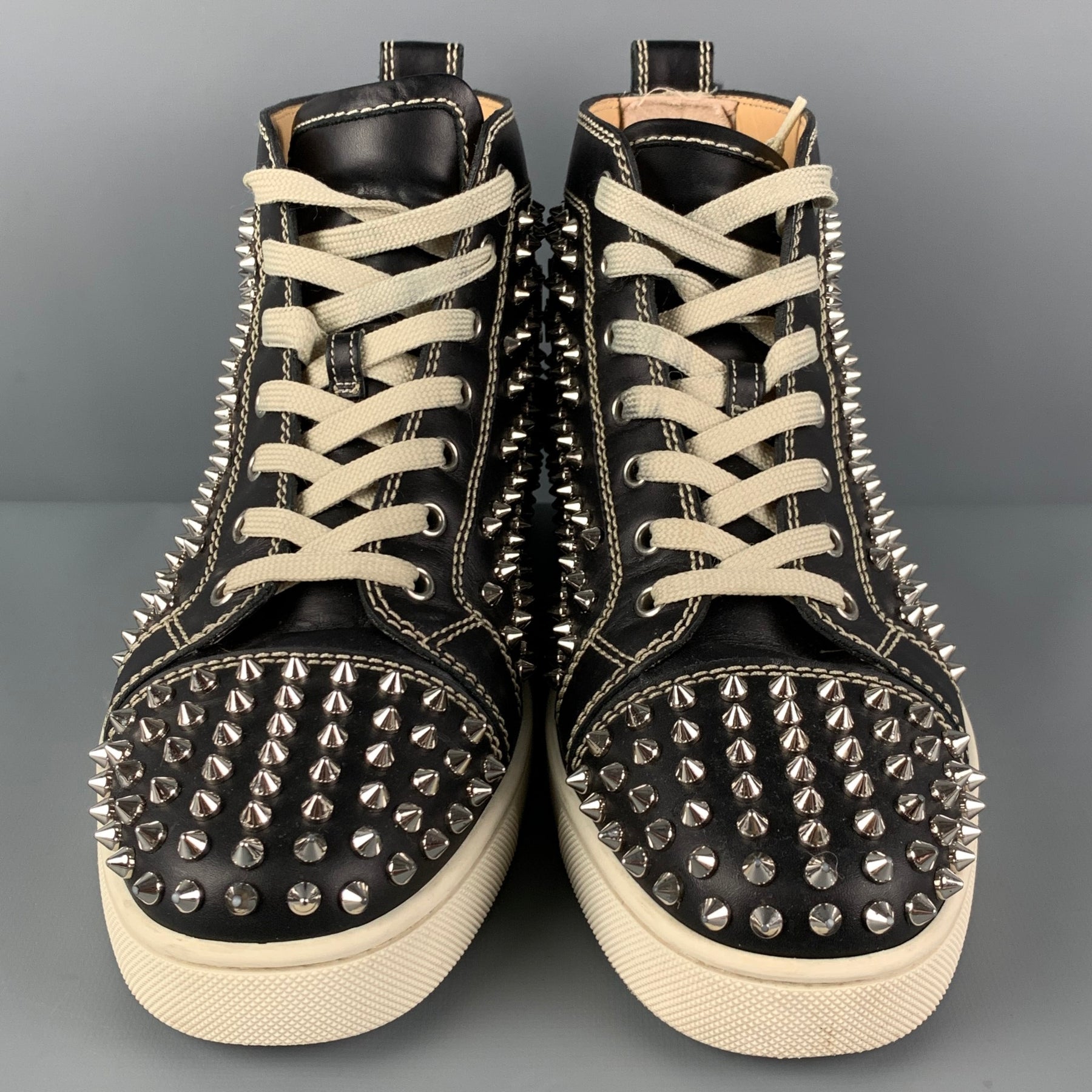 Christian Louboutin Multicolor Suede Louis Spikes High-Top Sneakers Size 40  at 1stDibs