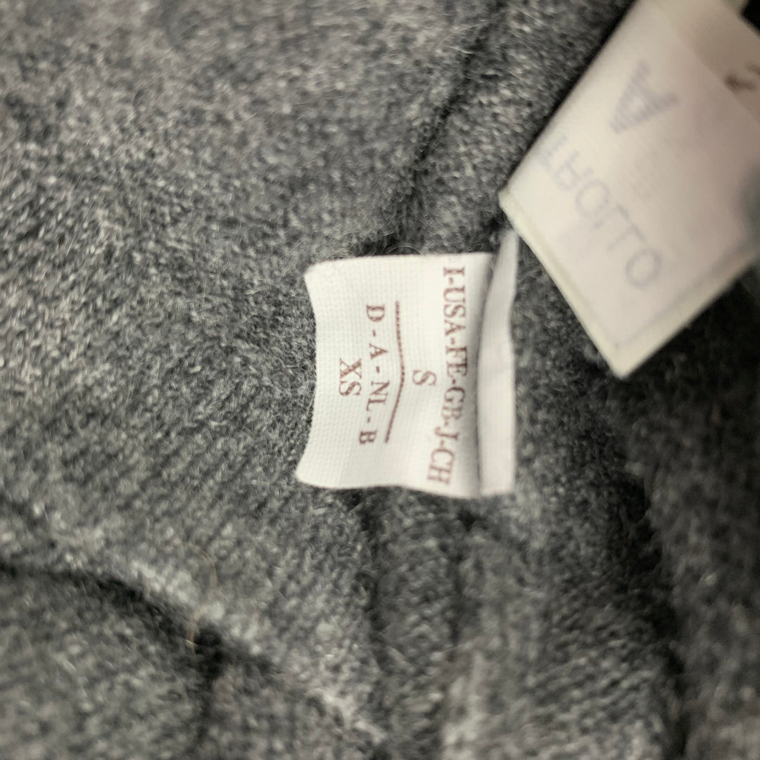BRUNELLO CUCINELLI Taille S Cardigan en cachemire tricoté gris avec cordon de serrage