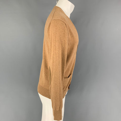 VINTAGE Taille M Camel Cachemire Coudières Cardigan