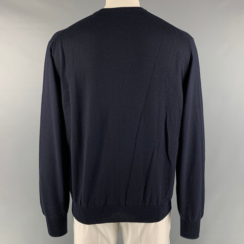 PIATTELLI Taille XL Pull à col rond en laine marine