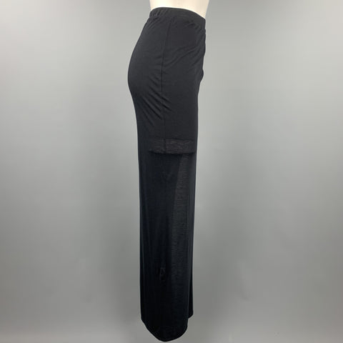 HELMUT LANG Size S Black Jersey Modal Blend Asymmetrical Maxi Skirt