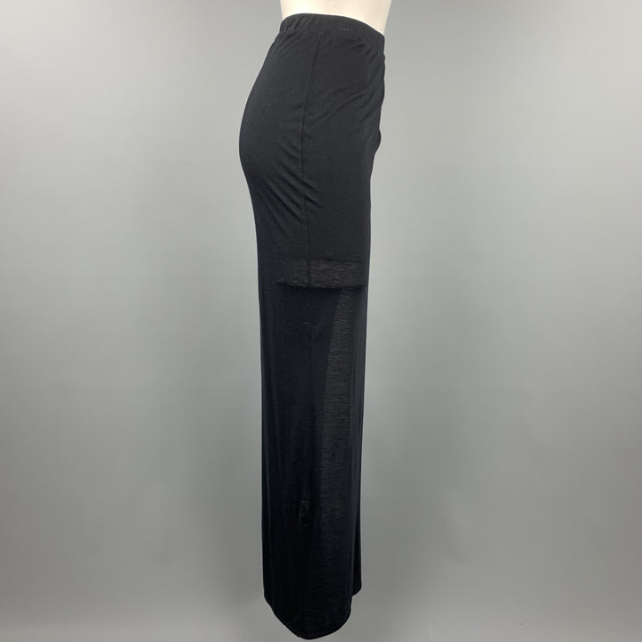 HELMUT LANG Talla S Falda larga asimétrica de mezcla de modal de jersey negro