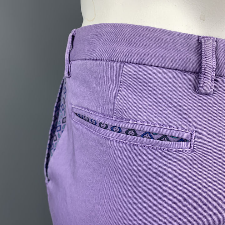 ETRO Size 34 x 34  Print Lavender Cotton Blend Zip Fly Casual Pants