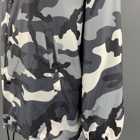 VALENTINO Taille Poitrine XL Taille XL Veste Noir &amp; Gris Camouflage Polyamide Snaps