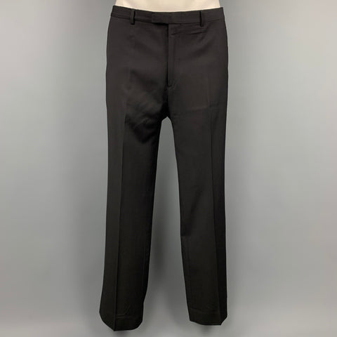 GUCCI Size 42 Regular Black Wool Notch Lapel Suit