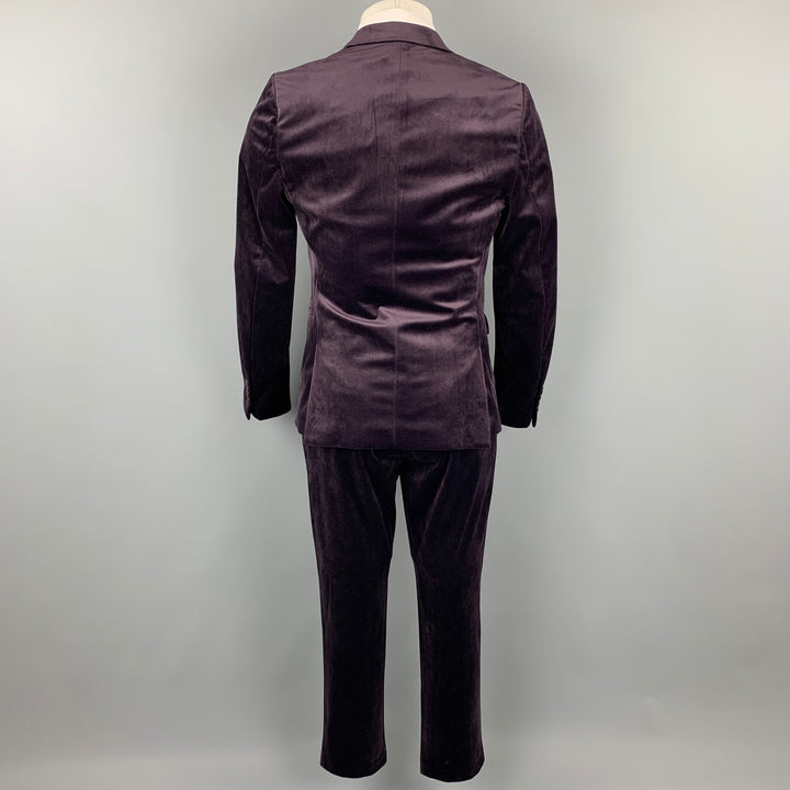 FERAUD Size 38 Purple Polyester Peak Lapel Double Breasted Suit