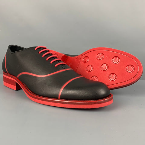 DONALD J PLINER Taille 9 Noir Rouge Chaussures à lacets en cuir bicolore